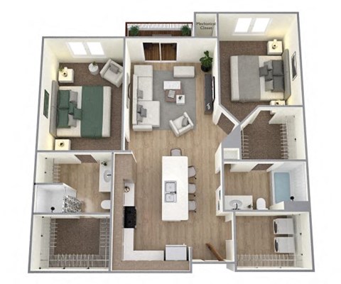 2 Bed 2 Bath Floor Plan at Bella Rose Apartments, Hudson, WI